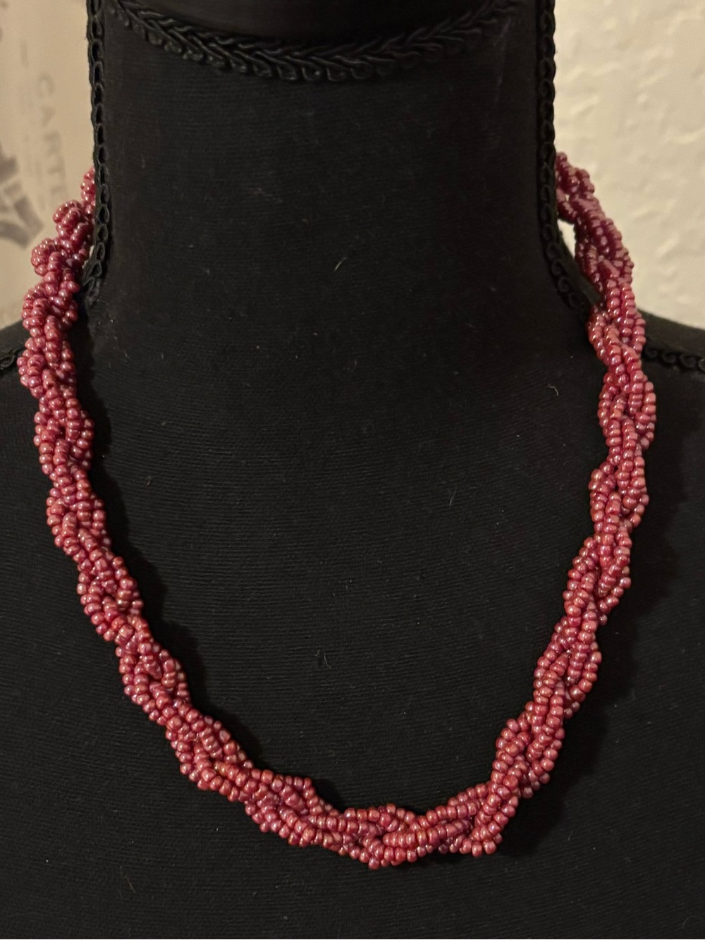 Handcrafted Twisted Seed Bead Necklace - Pink